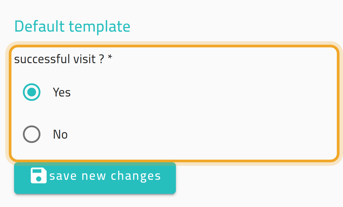 The edit form of a finished visit, with the “successful visit?” Yes/No question highlighted above the “save new changes” button.
